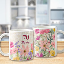 Presente moderno de 70 anos para ela em linho flor