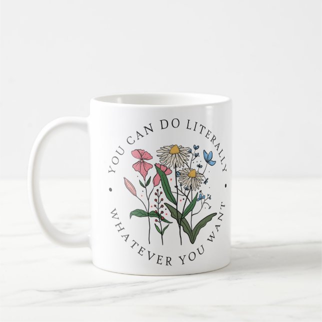 Caneca De Café Presente Motivacional Floral Elegante (Esquerda)