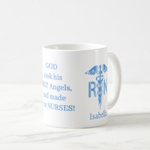 Caneca De Café Presente na Enfermeira RN - Personalizar - Azul