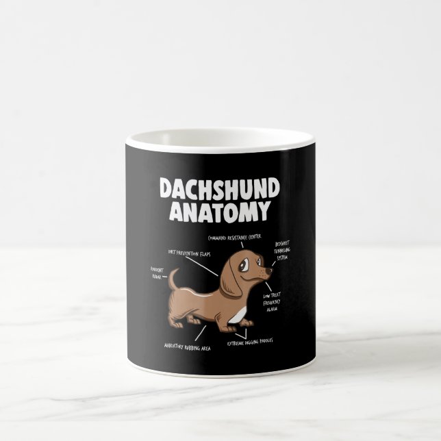 Caneca De Café Presente no cão | Anatomia Dachshund Funny Weiner (Centro)