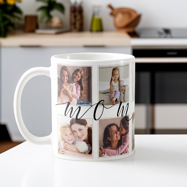 Caneca De Café Presente para a mãe | Colagem de Ficheiros de Foto (Gift for Mom | Family Photo Keepsake Collage Coffee Mug)
