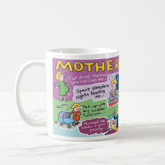 Caneca De Café Presente para a Mamãe. Aniversário Divertido da Mã (Esquerda)