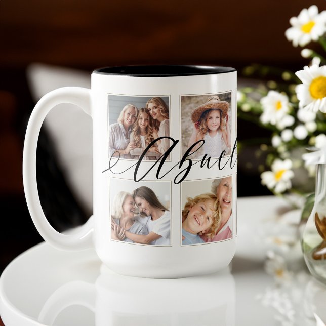 Caneca De Café Presente para Abuela | Colagem de Fotografias de N (Gift for Abuela | Grandchildren Photo Collage Coffee Mug)