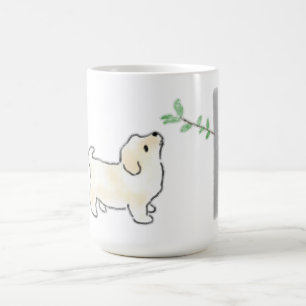Caneca De Café Presente para Amante de Cachorrinho de Cor Creme