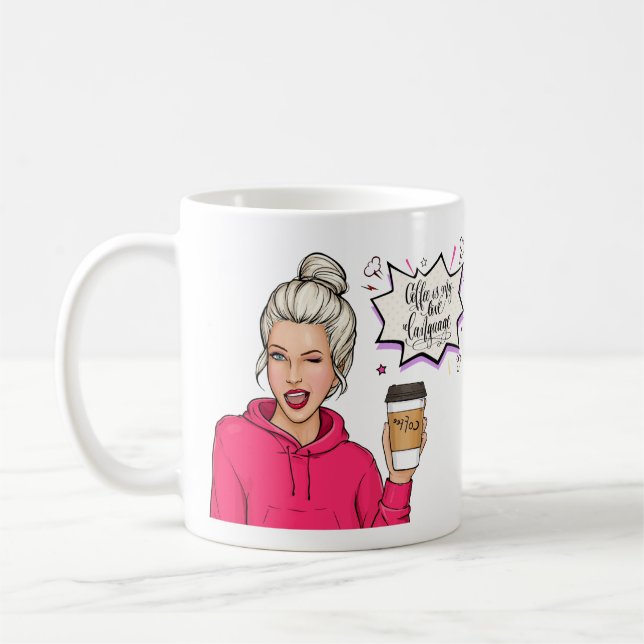 Caneca De Café Presente para Amante de Café Menina Fofa (Esquerda)