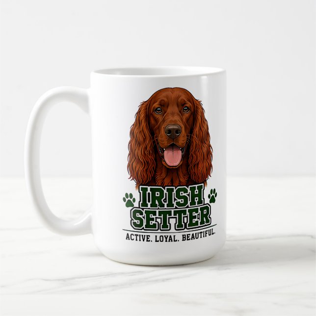 Caneca De Café 🐾 Presente para Dono de Irish Setter🐾 (Esquerda)