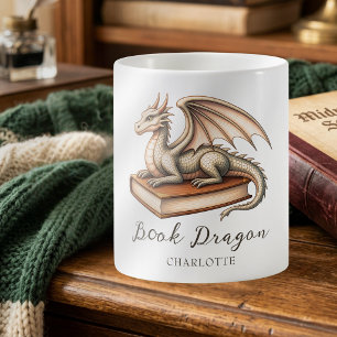 Caneca De Café Presente para Leitor de Fantasia do Dragão de Livr