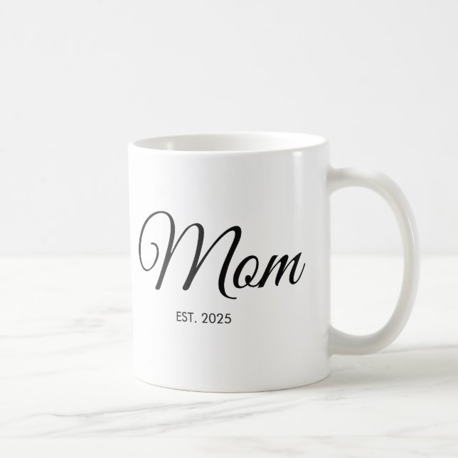 Caneca De Café Presente para Mãe Recém-Instituída com Letra Preta (Direita)