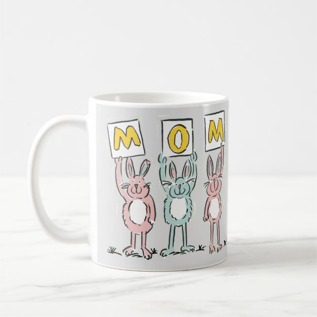 Caneca De Café Presente para mamãe Coelhos Divertidos Design Coff (Esquerda)