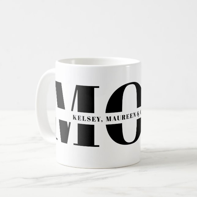 Caneca De Café Presente para Mamãe com Nomes dos Filhos (Frente Esquerda)