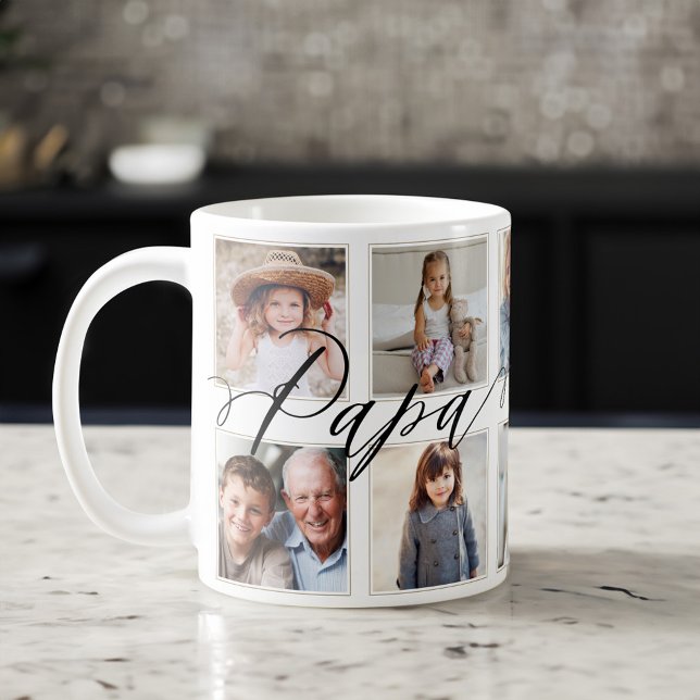 Caneca De Café Presente para papai | Colagem de Fotografias de Ne (Gift for Papa | Grandchildren Photo Collage Coffee Mug)