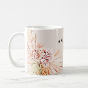 Caneca De Café Presente pastel floral de cor aquosa boêmica mode