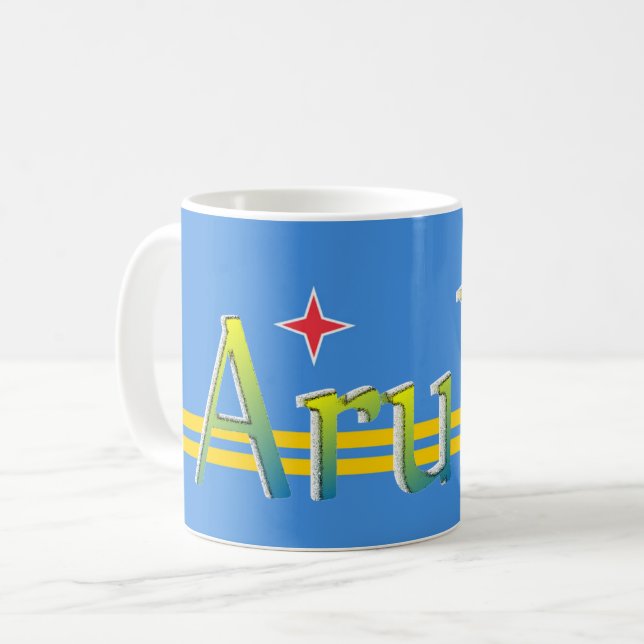 Caneca De Café Presente patriótico da bandeira de Aruba (Frente Esquerda)