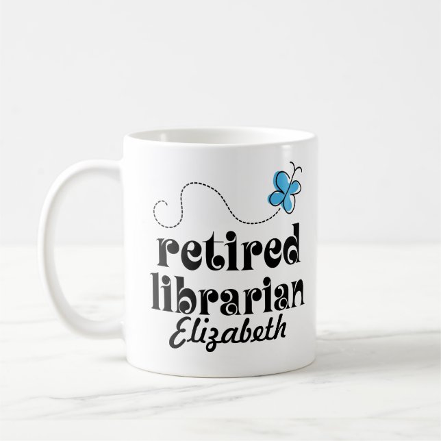 Caneca De Café Presente personalizado bibliotecário aposentado (Esquerda)