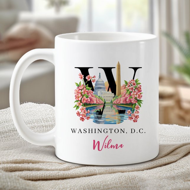 Caneca De Café Presente Personalizado com Monograma da Letra W de (Washington DC Monogram Letter W Personalized Gift Coffee Mug)