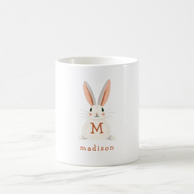 Caneca De Café Presente Personalizado com Monograma de Coelho e N (Centro)