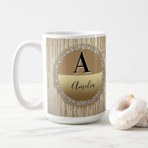 Caneca De Café Presente Personalizado Com Monograma Dourado Para