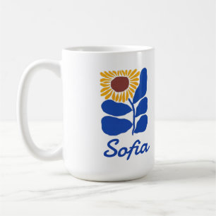 Caneca De Café Presente Personalizado com Nome Floral Retro Perso
