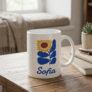 Caneca De Café Presente Personalizado com Nome Floral Retro Perso