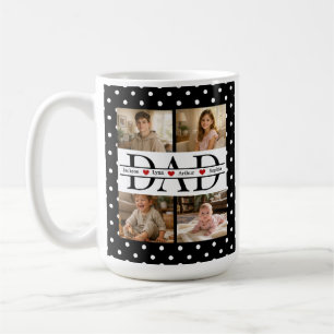 Caneca De Café Presente Personalizado de 4 Fotos com Pontos Preto