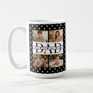 Caneca De Café Presente Personalizado de 4 Fotos com Pontos Preto