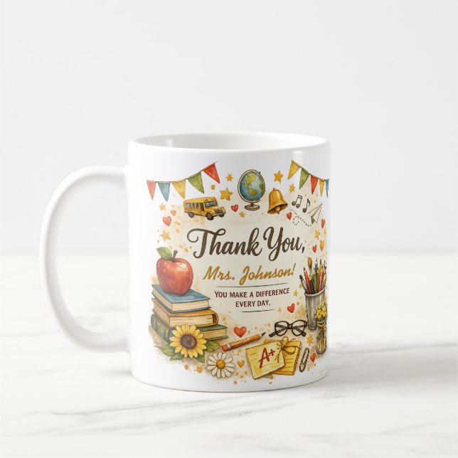 Caneca De Café Presente Personalizado de Agradecimento ao Profess (Esquerda)