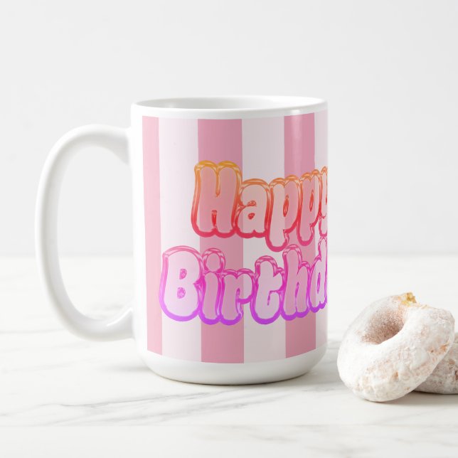Caneca De Café Presente Personalizado de Aniversário para Ela (Com Donut)