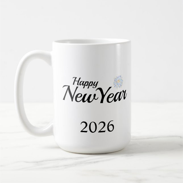 Caneca De Café Presente Personalizado de Ano Novo Feliz (Esquerda)