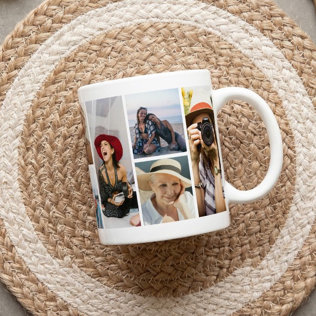 Caneca De Café Presente Personalizado de Colagem de Fotos Moderna (Criador carregado)