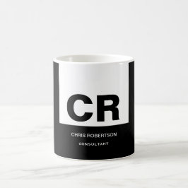 Caneca De Café Presente Personalizado de Crio Branco Preto Monogr