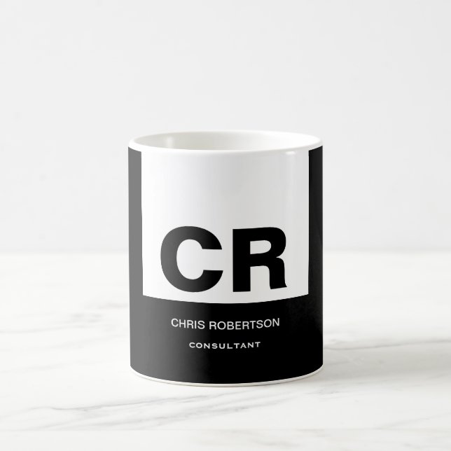 Caneca De Café Presente Personalizado de Crio Branco Preto Monogr (Centro)