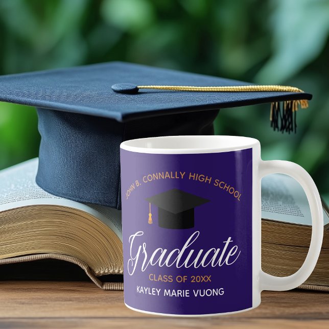 Caneca De Café Presente Personalizado de Formatura Roxo (Criador carregado)