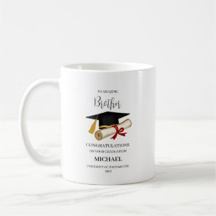 Caneca De Café Presente Personalizado de Graduação do Irmão Nome