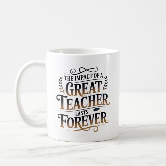 Caneca De Café Presente Personalizado de Grande Professor que Dur (Esquerda)