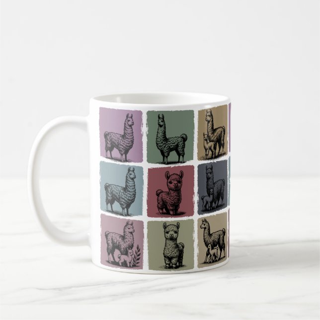 Caneca De Café Presente Personalizado de Llama com Nome Retro Alp (Esquerda)