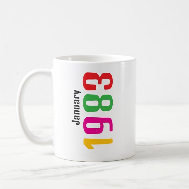 Caneca De Café Presente Personalizado de Mês e Ano de Aniversário (Esquerda)