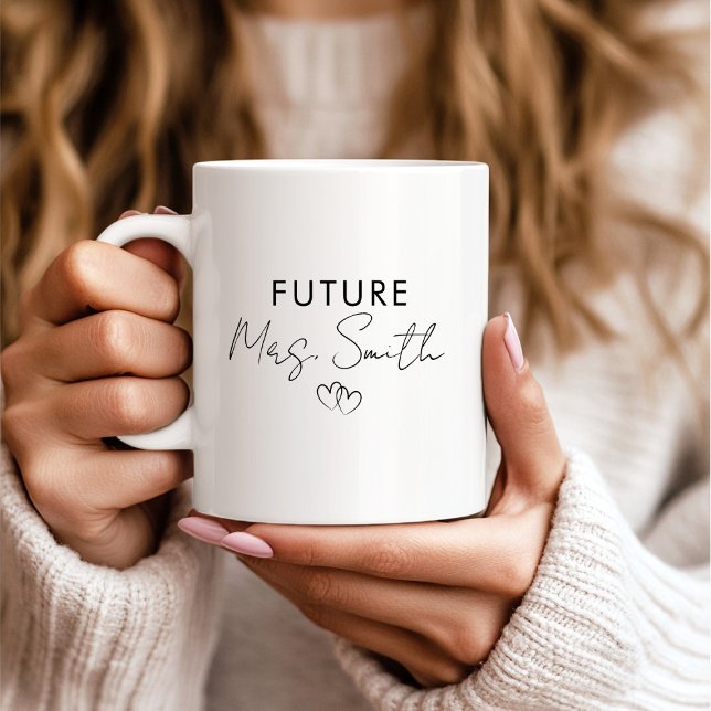 Caneca De Café Presente Personalizado de Noivado para a Futura Sr (Criador carregado)