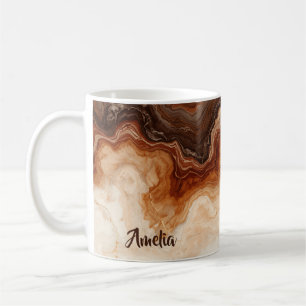 Caneca De Café Presente Personalizado de Nome em Mármore Marrom A