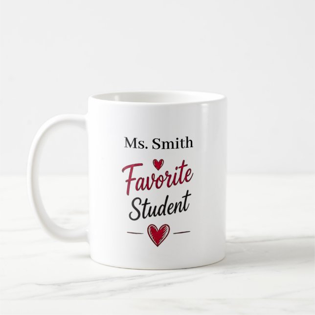 Caneca De Café Presente Personalizado de Professor Aluno Favorito (Esquerda)