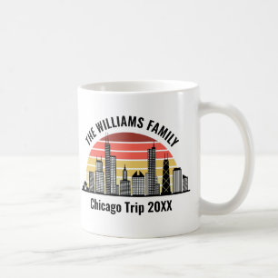 Caneca De Café Presente Personalizado de Viagem Familiar Chicago
