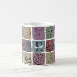 Caneca De Café Presente Personalizado de Vôlei Nome Esportes Anti
