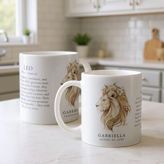 Caneca De Café Presente Personalizado do Signo de Leão Horóscopo (Criador carregado)