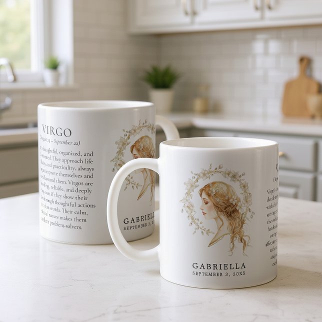 Caneca De Café Presente Personalizado do Signo de Virgem Horóscop (Criador carregado)