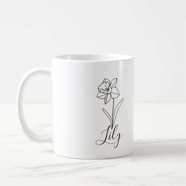Caneca De Café Presente Personalizado Flor de Nascimento Narciso  (Esquerda)