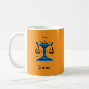 Caneca De Café Presente Personalizado Libra Zodíaco Retro Pop Art