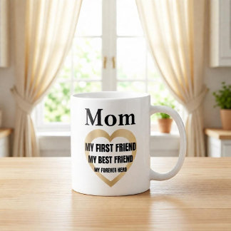 Caneca De Café Presente Personalizado Mamãe Minha Primeira Amiga