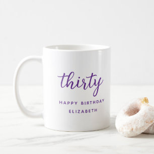 Caneca De Café Presente Personalizado Moderno Roxo de 30 Anos