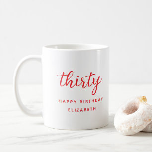 Caneca De Café Presente Personalizado Moderno Vermelho de 30 Anos