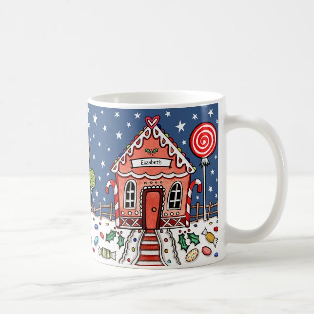 Caneca De Café Presente personalizado na casa de pão de Natal (Direita)