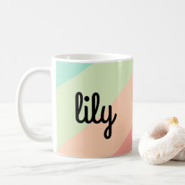 Caneca De Café Presente Personalizado Nome Arco-Íris Pastel